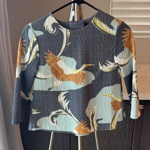 H&M Gray and Orange Patterned Blouse